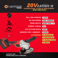 Meuleuse d'angle sans fil professionnelle 20V Li-ion 511228, moteur sans balais, vitesse variable 2500-10000 tr/min, 125mm M14, pour métal et pierre