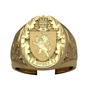 Bague personnalisée pour homme avec emblème de bouclier de <span class=keywords><strong>lion</strong></span> de couronne chaude, populaire en Europe et en Amérique, plaquée PVD or 18 carats, sceau royal - Product Image 5