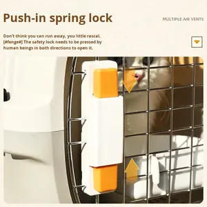 <span class=keywords><strong>Cage</strong></span> de chien de boîte de vol de chat en plastique de modèle solide portatif avec des transporteurs d'animal familier de caractéristiques de sac à dos pour l'expédition de voiture fournitures essentielles - Product Image 3