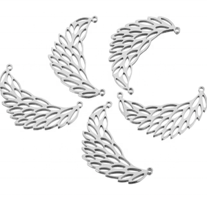 Yiwu Aceon acier inoxydable filigrane découpé au Laser creux découpé incurvé bricolage deux trous ange aile connecteur charme - Product Image 6