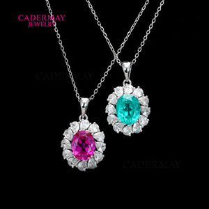 Cadermay Sterling Silver Necklace With Colored Gemstone Flower Pendant For Women Party Jewelry - Product Image 1
