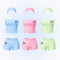 Conjuntos de Ropa de Verano 2026 para Mujer, Estilo Y2K, con Logotipo Personalizado, Top Tubo sin Mangas, Pantalones Cortos y Diadema, 3 Piezas