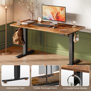 โต๊ะทำงานปรับระดับความสูงได้ SENYU รุ่น Electric Standing Desk หน้าโต๊ะไม้ พร้อมโครงเหล็กและรองรับการติดตั้งจอภาพหลายจอ - Product Image 2