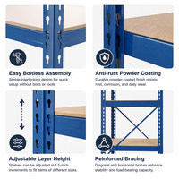 Système d'étagères de stockage industriel robuste, unité de démarrage et unité d'extension modulaires, bleu, pour entrepôt, 4 niveaux, réglables