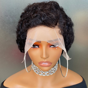 Perruque <span class=keywords><strong>cheveux</strong></span> courts bouclés 13x4 Full Lace Frontal 100% perruque de <span class=keywords><strong>cheveux</strong></span> humains pour les femmes noires perruque brésilienne Pixie Cut 13x4 Lace Frontal Wigs - Product Image 2