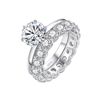Bague de fiançailles CZCITY 2 carats en moissanite, bijoux en argent, bague halo en moissanite taille ronde, bague de mariage en moissanite