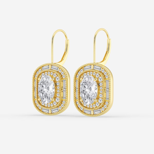Boucles d'oreilles vintage à double halo en diamant ovale cultivé en laboratoire de 5 3/4 carats pour femmes, bijoux élégants et luxueux pour mariage - Product Image 6