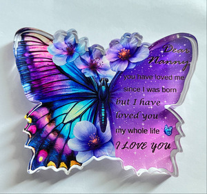 Butterfly Acrylic Rectangle Plaque UV Printing Crystal Keepsake Custom Logo Modern Floral Ornament <b>Gift</b> for Mother's Day - Product Image 4