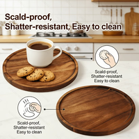 Plateau de service en bois personnalisé, grand plateau circulaire en bois 360 °   Plateau tournant en bois pour cuisine, plateau de service rond en bois