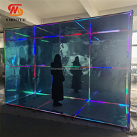 Boîte de fond de scène de mariage lisse, cadre métallique, lumière LED RVB, boîte à miroir infini 3D, photomaton magique