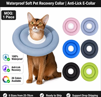Collier léger en polyester pour bouledogue français, collier de récupération imperméable anti-léchage pour chats et chiens