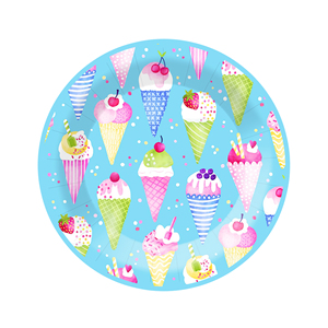 DAMAI Customized <b>Blue</b> Icecream Theme Paper Plate Disposable <b>Dinner</b> Tableware <b>Set</b> for Summer Kids Birthday Party Decorations - Product Image 4