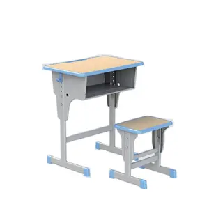 Modern Metal School Classroom Furniture Wooden Study Single Children Desk and Chair Set Highschool Student Desk School Area