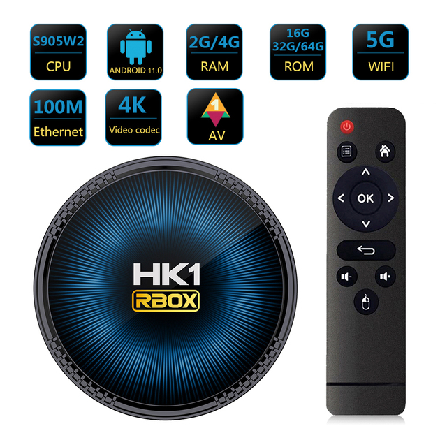 HK1 RBOX W2 TV Box Amlogic S905W2 Dual WiFi 4K Media Player Android 11 Set Top Box