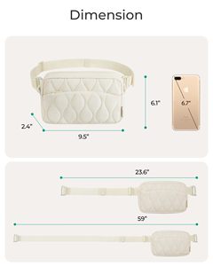 Water-Resistant Women's Lightweight Puffer Fabric Crossbody Waist Bag Multi-Pocket Organizer with Adjustable <b>Clip</b>-On Strap - Product Image 5