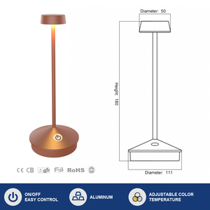 Lampada da Tavolo Ricaricabile Senza Fili in Stile Nordico Moderno Zafferano <span class=keywords><strong>Poldina</strong></span>, Corpo in Alluminio con Dimmer Touch per Uso Ristorante - Product Image 3