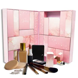 Custom Cadeau Vrouw 24 Dagen Countdown Cosmetische Make-Up Schoonheid Leeg Papier Kerst Adventskalender Doos Met Lades