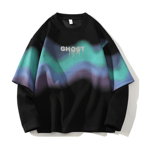 T-shirt à manches longues Bloody pour garçons, col rond, manteau d'automne 2025, nouvelle collection, vêtements d'automne, tendance jeunesse, pull décontracté ample, mode respirante - Product Image 3