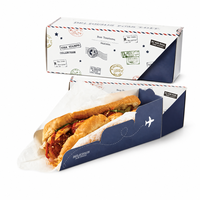 Vente en gros de boîte à hot-dog de maïs avec logo personnalisé conteneur à sandwich UV avantage 4C impression offset emballage de hot-dog en feuille de finition mate