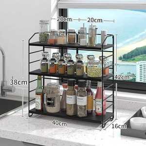 Étagère de cuisine réglable à <span class=keywords><strong>3</strong></span> <span class=keywords><strong>niveaux</strong></span>, étagère à épices en métal, organisateur de bureau - Product Image 2