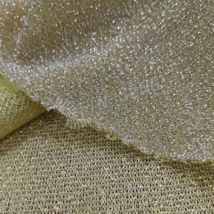 用于成衣制造商的带 Lurex 螺纹的轻金聚光灯聚酯针织面料