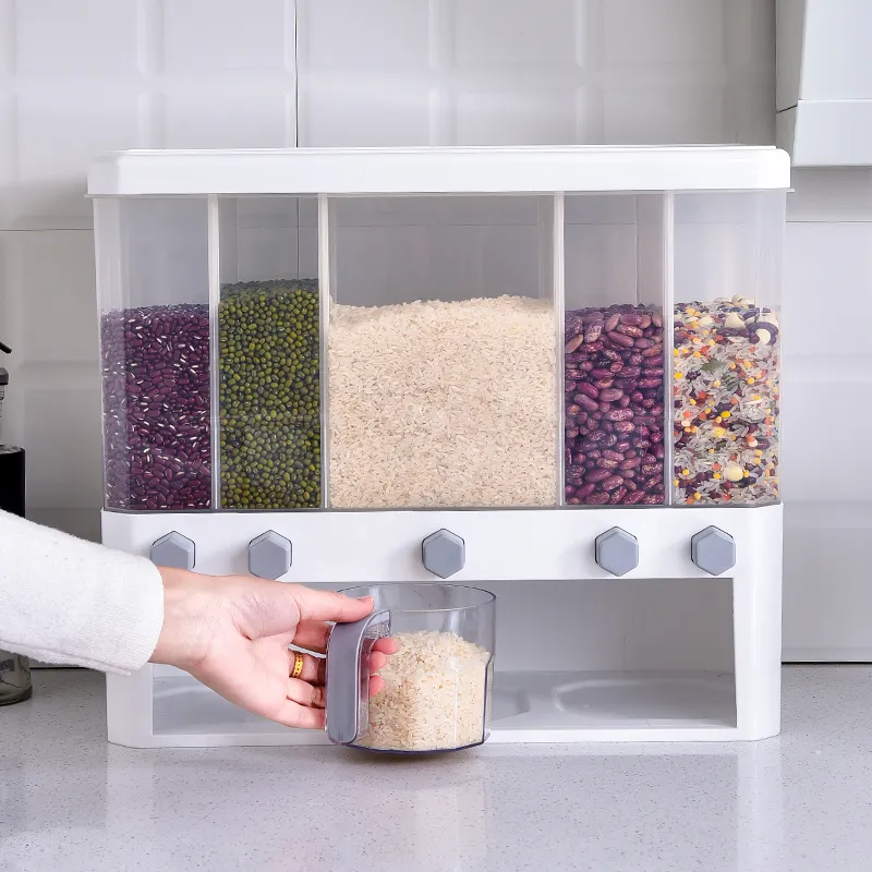 Plastic Rijst Doos Vochtbestendige Rijst Dispenser Opslag Bin Container Voor Granen Graan Emmer Nieuwe Moderne Keuken Producten