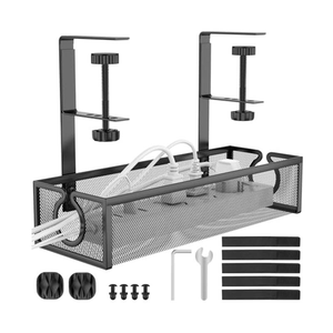 Vassoio Portacavi in Rete Metallica Senza Foratura per Gestione Cavi Sotto la Scrivania, Organizzatore per Cavi da Scrivania per Casa e Ufficio, Scrivania Regolabile in Altezza - Product Image 4