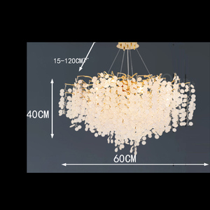 Lustre de salle à manger en cristal, modèle de designer français, avec motifs de fleurs de prunier et de pièces de monnaie, luminaire suspendu à pampilles pour une ambiance élégante - Product Image 4