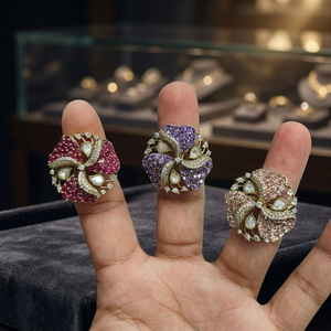 Luxury Floral Cluster <b>Statement</b> <b>Ring</b> Colorful Crystal Encrusted Cocktail <b>Ring</b> Elegant Women Party Wedding Fashion Jewelry - Product Image 1
