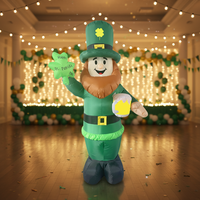 Modèle gonflable lumineux de vieil homme irlandais de 2,4 mètres pour la fête de la Saint-Patrick, décoration de fête en plein air, affichage de célébration
