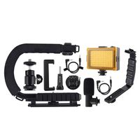 Stabilisateur de caméra de poche en forme de C, support DV Portable, lumière de Studio, Kit de Microphone, projecteur vidéo avec tête de trépied à chaussure froide