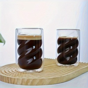 Juegos <span class=keywords><strong>de</strong></span> Café Personalizados <span class=keywords><strong>de</strong></span> Vidrio Borosilicato <span class=keywords><strong>de</strong></span> Doble Pared, Color y Logotipo Personalizables para Café Helado, Té con Leche Cafetería con Estilo - Product Image 3