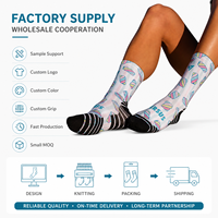 Chaussettes personnalisées en gros, chaussettes à motif, chaussettes de sport respirantes, logo personnalisé, faible MOQ, directement de l'usine, marque privée