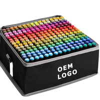 Bo Yi Xuan Set de stylos marqueurs d'art pour étudiants Pointe fine Dessin de couleur à base d'alcool avec pointe de pinceau Matériau en plastique PP