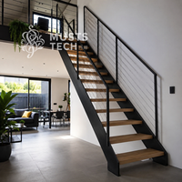 Escalier flottant à double poutre pour intérieur d'appartement, vente en gros usine, approvisionnement en vrac