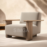 Vente en gros de fauteuil canapé moderne en bois de teck massif en forme de U pour patio, hôtel, piscine, jardin, chambre, salon