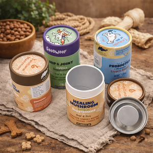 Boîte d'emballage cylindrique en carton kraft biodégradable de qualité alimentaire pour café, bonbons, friandises pour animaux de compagnie, bâtonnets de nourriture - Product Image 2