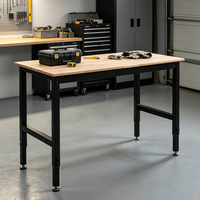 Banc de travail réglable pour garage, table de travail en métal moderne réglable avec panneau en bois