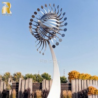 Sculpture cinétique en métal magique extérieure en acier inoxydable argenté