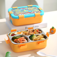 Boîte à lunch en acier inoxydable de style mignon avec cuillère et fourchette, boîte à bento pour enfants, récipient alimentaire portable