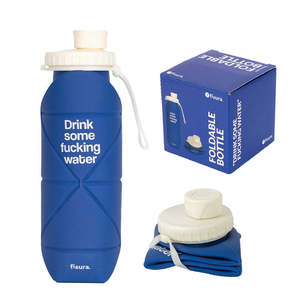 Fleura <b>Foldable</b> <b>Water</b> <b>Bottle</b> 750Ml Collapsible With Slogan Drink Some Fucking <b>Water</b> For Hydration On The Go - Product Image 1