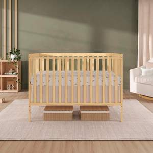 Lit bébé convertible 5-en-1 Dream Me Synergy, taille standard, transformable en lit d'appoint pour tout-petit, couleur naturelle, pour matelas Gold BSA 3 - Product Image 2