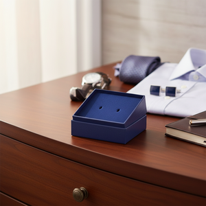 Scatola portagioie blu per gemelli, custodia elegante per accessori da uomo, confezione regalo - Product Image 3