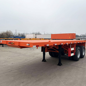 Nhà Máy Giá Mới Màu Xanh Lá Cây Tùy Chỉnh 12M 2 3 Trục 20ft <span class=keywords><strong>40ft</strong></span> Phẳng <span class=keywords><strong>Container</strong></span> Khung Xe Giường Phẳng Thấp Máy Xúc <span class=keywords><strong>Semitrailer</strong></span> Phẳng - Product Image 4
