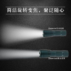 ไฟฉายกำลังสูง แบตเตอรี่แบบชาร์จไฟได้ ไฟ LED สีขาว สำหรับตั้งแคมป์กลางแจ้ง ไฟฉายแบบปรับโฟกัสได้ - Product Image 4