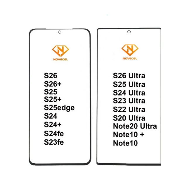 Novecel for Galaxy S26 Ultra Front Screen Glass With OCA for Samsung Galaxy Note 20 S10E S20FE S21 FE S22 S23 Refurbish Parts