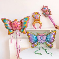 Ailes de fée papillon avec ballon à tenir, pour filles, idéal pour marché nocturne, stand, ou comme accessoire photo pour célébrités d'Internet