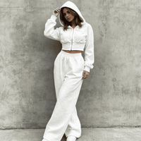 Ensemble de survêtement unisexe vintage patchwork jacquard 2 pièces : sweat à capuche zippé long et pantalon de jogging large à taille élastique, décontracté