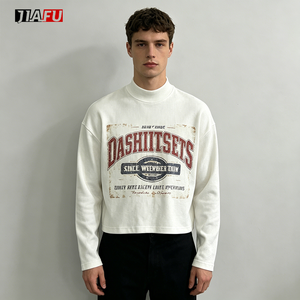 <strong>Men's</strong> T-<strong>Shirts</strong> 280gsm Boxy T-<strong>shirt</strong> Oversized 100% Cotton Mock Neck Baggy Vintage Long Sleeve t <strong>Shirt</strong> for <strong>Men</strong> Bulk Custom Logo - Product Image 2