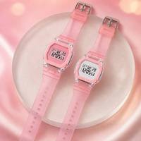 Reloj Digital para Niños, Directo de Fábrica, Premium, Resistente, Rosa Translúcido, con Pantalla LED, Alarma, Fecha, Bonito, para Regalo